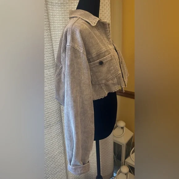 POL Beige Corduroy Cropped Jacket Bohemian - Picture 5 of 9